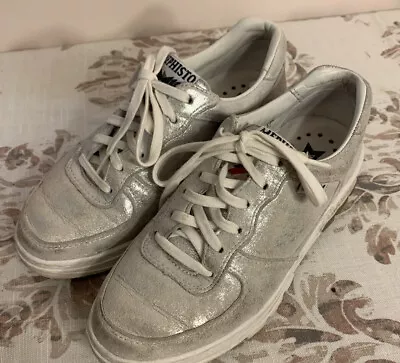 Mephisto Runoff Airjet Women’s Leather Silver Grey Walking Sneakers US Sz 6.5 • $44