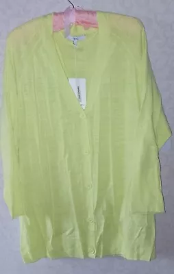 New Ladies NEXT LINEN Lime Green Cardigan Size L (EUR 44/46) • £9.95