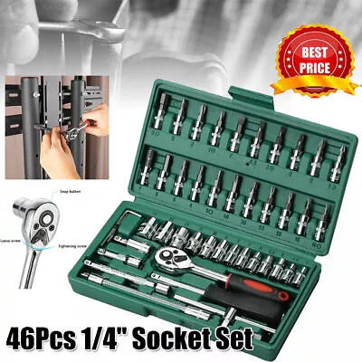 46Pcs Socket Set 1/4  Drive Tool Set With Ratchet Handle Torx Hex Repairing Kit • $16.99
