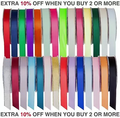 £1.10 • Buy Satin Ribbon Reels Rolls Double Sided Face 20/50 Metre Plain Width 3 -38mm Craft