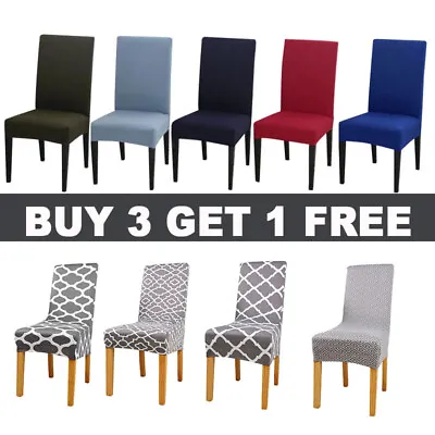 £4.37 • Buy UK Home Dining Chair Seat Covers Spandex Slip Banquet Protective Stretch Covers