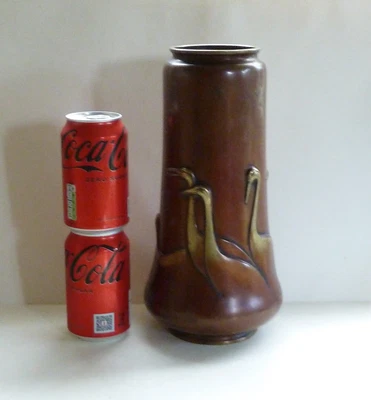 £188 • Buy Large Japanese Meiji Bronze Vase With Cranes, Nogawa Style