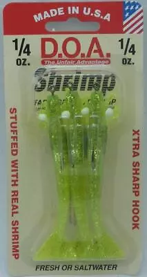DOA FSH33P318 Shrimp Lure 1/4 Oz 3CT Color 318 Chartreuse Glitter • $10.41