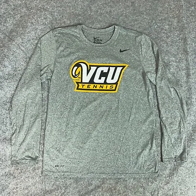 VCU Rams Mens Shirt Medium Gray Nike Long Sleeve Tee Dri Fit Top NCAA Tennis A3 • $15.18