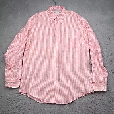 Brooks Brothers Regent Shirt Mens Large 100% Irish Linen Baird McNutt Pink • $24.99