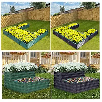 Large Metal Garden Raised Beds Vegetable Herbs Planter Flower Trough Grow Box • £42.95