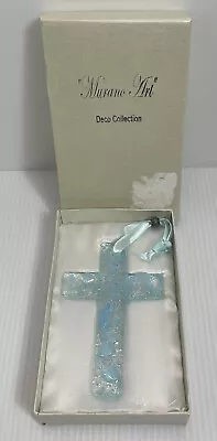 Boxed Murano Art Cross In Box Blue Glass 4.25” • $12.99