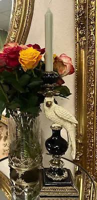 Noble Candle Holder With Parrot In Black Gold Light & Living 37 Cm New • £56.11