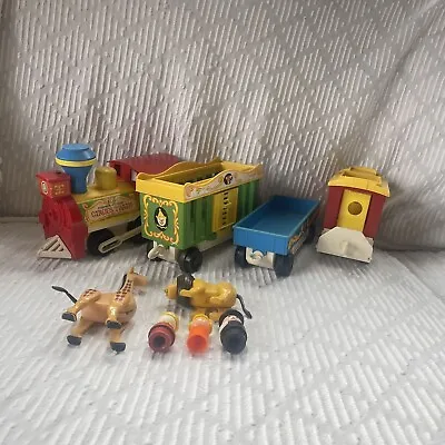 Vintage Fisher Price Little People Circus Train 1973 #991 Animals Ringmaster • $30