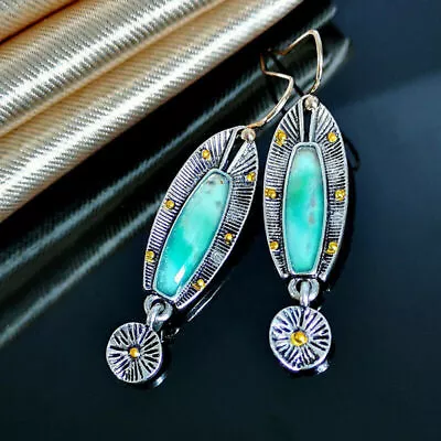 Vintage Turquoise Ear Hook Women Earrings 925 Silver Wedding Dangle Drop Jewelry • $2.57