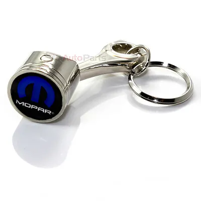 Mopar Logo Chrome Metal Piston Key Chain Ring - For Jeep Dodge Chrysler Fans • $12.95