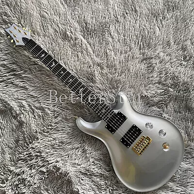 Silver Electric Guitar Solid Body HH Pickup Mahogany Body 6 String Fast Ship • $260.38