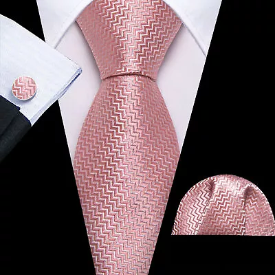 Mens Tie Silk Classic Paisley Floral Wedding Necktie Pocket Square Cufflinks Set • £11.99