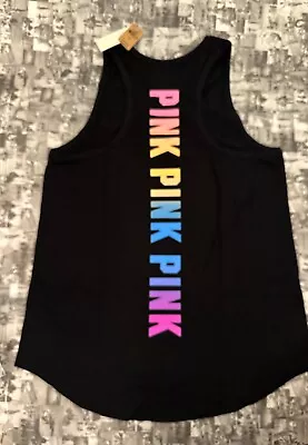 NWT Victoria's Secret PINK Knit Racerback Everyday Tank Top Black Gradient XS • $24.95