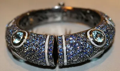 Matthew Campbell Laurenza Sapphire Blue Topaz Enamel Cuff • $1675