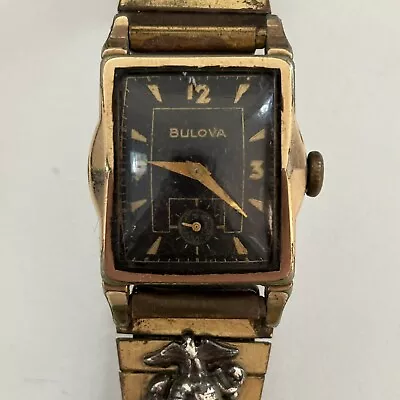 Vintage Bulova L4 1950's Black Dial Manual Wind Gold Filled Men's Watch - Read • $99.99