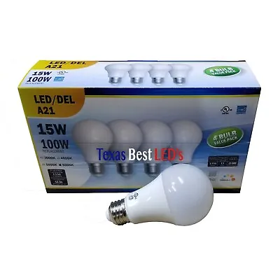 15 WATT A21 LED LIGHT BULB 4-PACK DIMMABLE 3K To 6K100W EQUIVALENT COOL WHITE • $229.99
