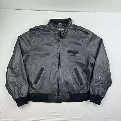 Vintage Members Only Leather Jacket Bomber Jacket Adult Large Black 90s Classic  • $34.99