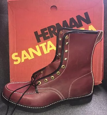 NEW NOS Herman Santa Rosa Mahogany Leather Mens Work Boots Size 11E Vintage READ • $129.99