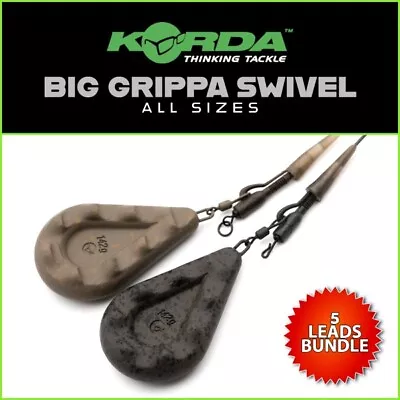 KORDA BIG GRIPPA SWIVEL LEADS (x5) - ALL SIZES | NEW - CARP FISHING WEIGHTS • £11.50