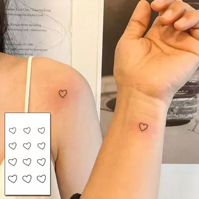 Temporary Tattoo Sticker Black Hand Drawn Heart Design Body Art Fake Waterproof • £10.16