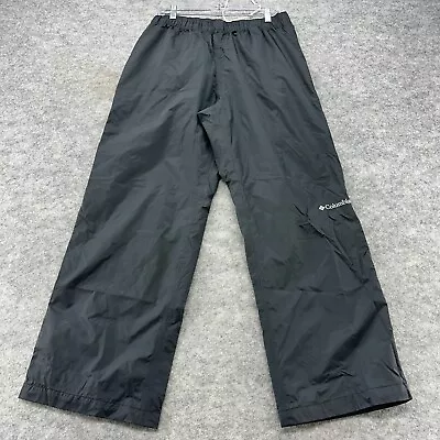 Columbia Pants Mens M 30L Black Logo Nylon Windstopper Rain Gear Omni Tech • $24.95