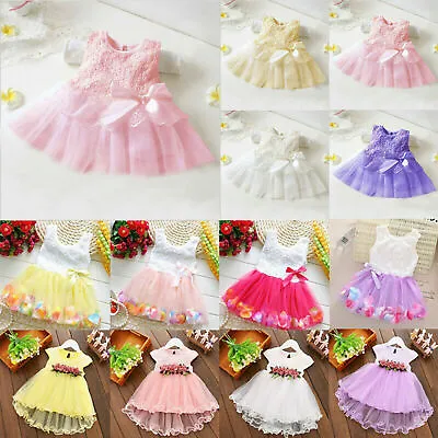 Infant Newborn Baby Lace Flower Girls Tutu Tulle Party Princess Wedding Dresses • £5.31