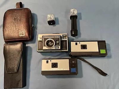 3 Kodac Camera Instamatics Lot With 2 Cases & Flash Cubes & Ansco Chief Camera • $25