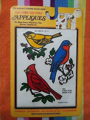 Vintage Audubon Bird Decal Flower Power 70s Mirror Window Cling Nature Stickers  • $45