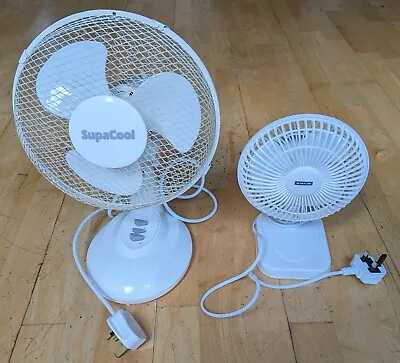 White Desk Top Fans X2 STATUS & SupaCool 9 & 6 Inches Very GOOD Condition • £0.99