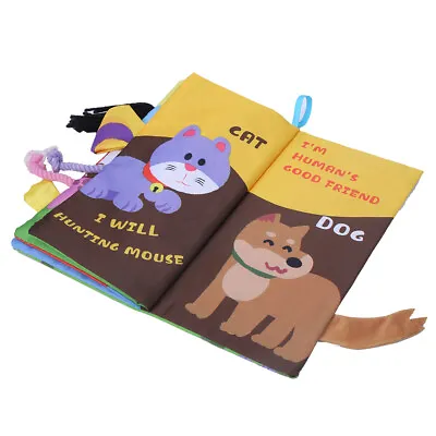 (3)Washable Baby Cartoon Animal Cloth Book Soft Fabric Tails Cloth Books Toys • £5.71