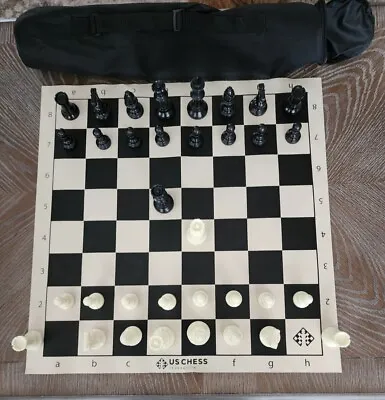 Quiver Chess Set Combo - Single Weighted Pieces | Vinyl Chess Board | Quiver Bag • $11.95