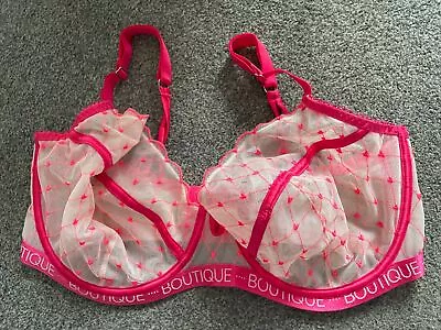 M&S BOUTIQUE UNDERWIRED Non Padded FULL CUP LUCIA BRA 38E EMBROIDERY PINK • £4.49