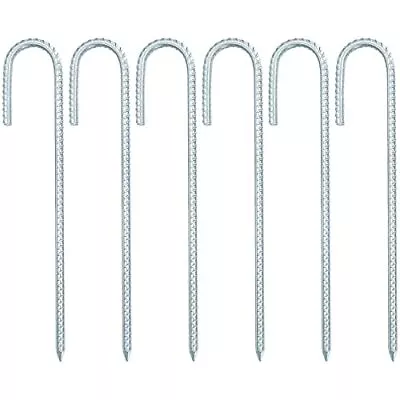 6 Pcs Tent Stakes 12 Inch Heavy Duty Rebar Stakes Ground Stakes J Hooks Groun... • $17.12