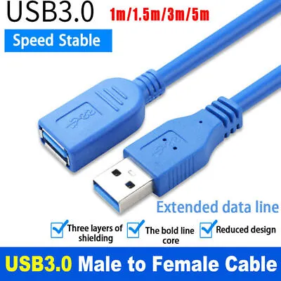 USB 3.0 Male To Female Data Cable Extension Cord For Laptop PC Camera SuperSpeed • $7.50