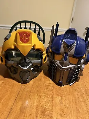 Lot Of 2 Hasbro Transformers Voice Helmets- Optimus Prime & Bumblebee Pre-owned • $50