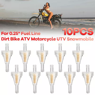10Pcs 1/4  6mm Inline Gas Fuel Filter Universal For Dirt Bike ATV UTV Motorcycle • $8.45