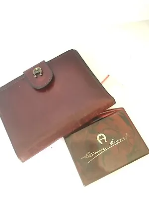 VTG 70s ETIENNE AIGNER Leather Wallet Kisslock Coin Purse Clutch OXBLOOD Mirror • $40