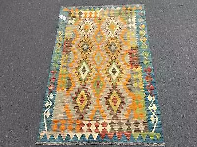 Kilim 4X6 Flat Weave Reversible Multicolor Wool Rug # 13494 • $239.50