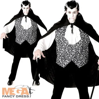Royal Vampire Mens Fancy Dress Spooky Dracula Adults Horror Halloween Costume • £9.99