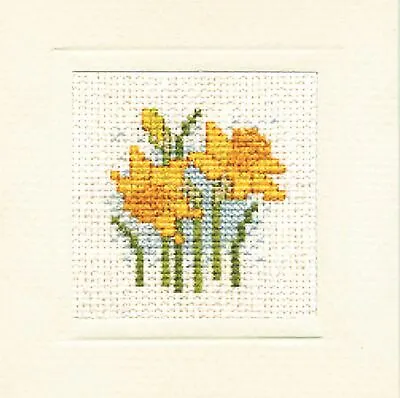 Daffodils Miniature Card Cross Stitch Kit (Textile Heritage) • £7.95
