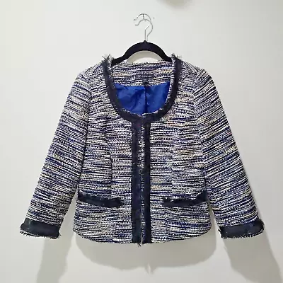 Womens S International Concept INC Tweed Multicolor Short Jacket 3/4 Sleeves • $11.99