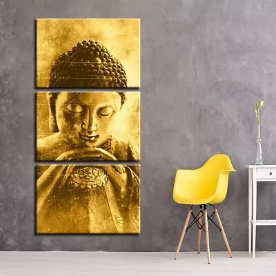 Gold Buddha 3 Pieces Canvas Print Wall Art Poster Home Decoration • $79.41