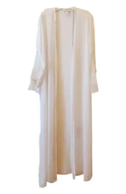 Vintage Flora Nikrooz White Sheer Embroidered Long Robe Bride Lingerie M/L  • $58.50