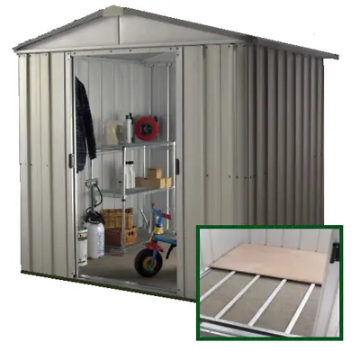 6x8 METAL GARDEN SHEDS + FLOOR FRAME YARDMASTER SHED 6ft X 8ft APEX STORAGE 8x6 • £454.94