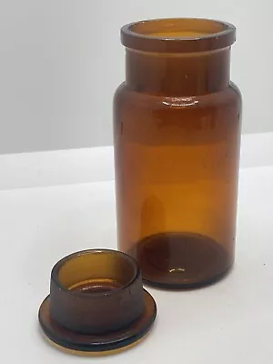 Vintage Apothecary Amber Brown Glass Jar  4.5”  Bubbles • $22