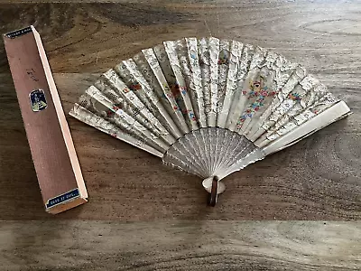 Vintage Lace Folding Handheld Fan Birds Flowers • $13.50