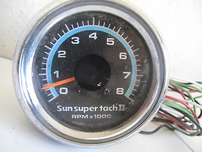 Sun Super Tach II 8000 RPM Tachometer Blue Line 8K Tach • $75