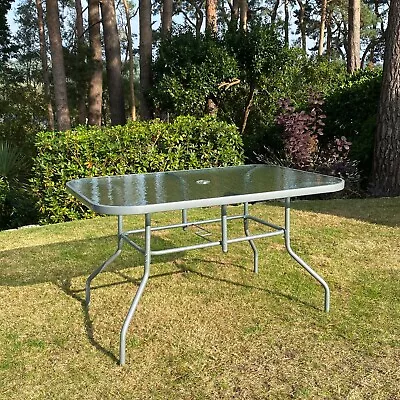 8 Piece Metal & Glass Rectangle Garden Patio Table Outdoor Dining • £69.99