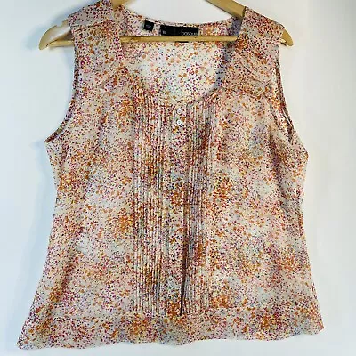 Basque City Petite Womens Colourful Speckled Blouse Top Size 16 Chiffon • $13